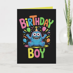 Cute Monster Birthday Boy Card Silly Creature Boy