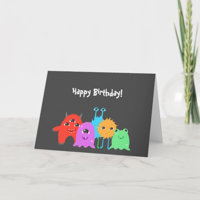 Cute Monster Birthday Card (Front)