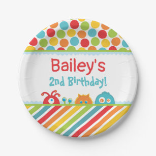 Cute Monster Birthday Party Paper Plate