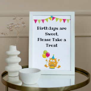 Cute Monster Birthday Party Sign