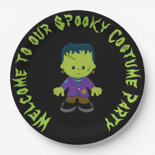Cute Monster Boy Halloween Costume Party Paper Plate