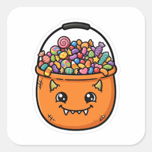 Cute Monster Candy Bucket Trick Or Treat Sticker