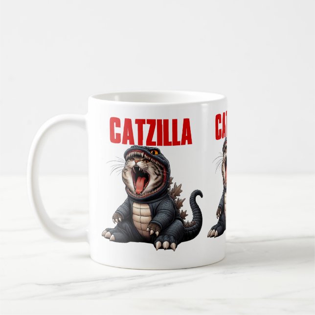 Cute Monster Cat Gift for Cat Lovers & Pet Owners  Coffee Mug (Left)