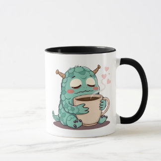  "Cute Monster Drinking Coffee Mug