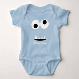 Cute Monster Face Silly Personalized Baby Green Bodysuit
