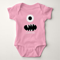 Cute Monster Face Silly Personalized Baby Red