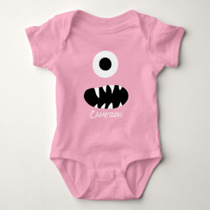 Cute Monster Face Silly Personalized Baby Red Bodysuit