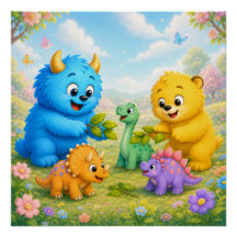 Cute Monster Friends Magical Dinosaur Garden