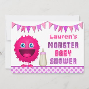 Cute Monster Girl Baby Shower Invitation
