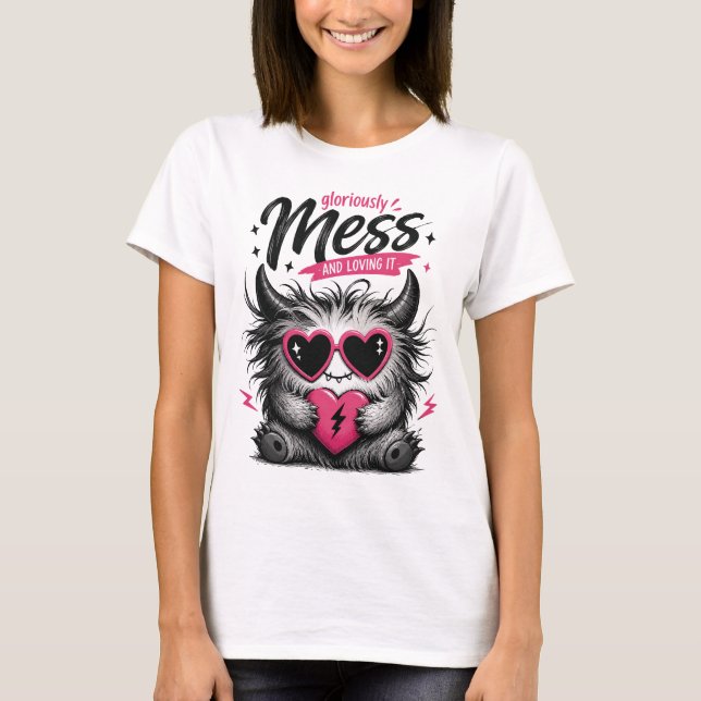 Cute Monster Gloriously Mess Graphic T-Shirt (Front)