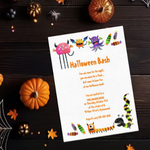  Cute Monster Halloween Bash Party Spooky Invitation