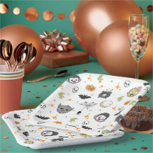 Cute Monster Halloween Party Plates