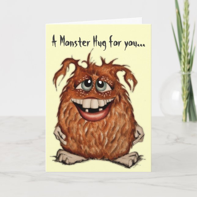 Cute Monster Hugs Greeting Card (Front)