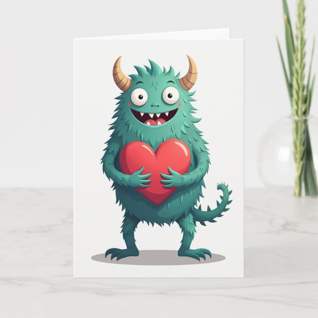 Cute Monster Love Heart Card (Front)