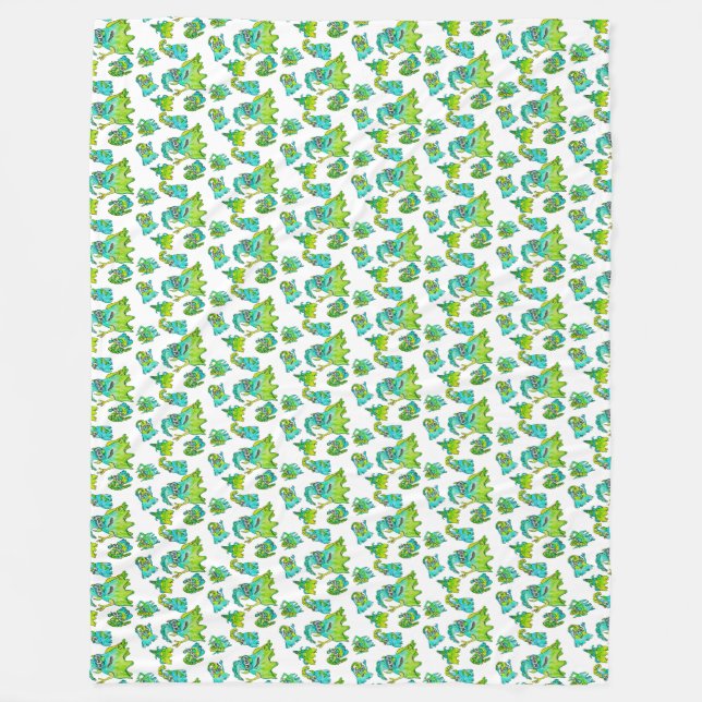 Cute monster mom and children fleece blanket (Front)