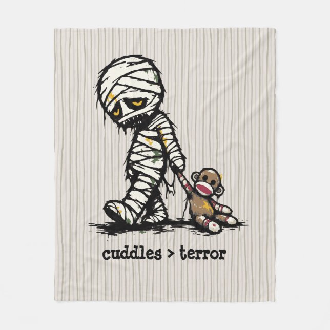 Cute Monster Mummy Sock Monkey Toy Funny Phrase Fleece Blanket (Front)
