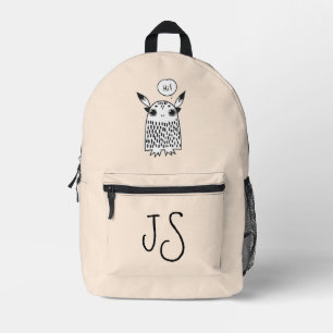 Cute monster Pearl Pink monogram minimalist Printed Backpack