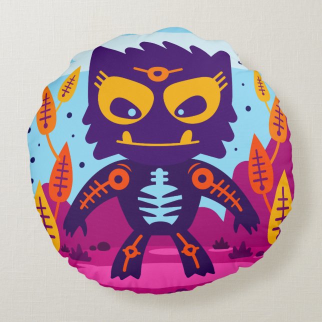 Cute Monster Round Pillow (Back)