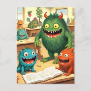 Cute Monster School Postcard