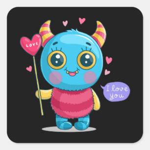 Cute monster square sticker