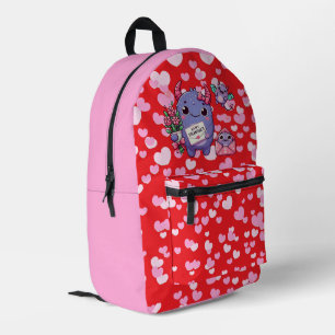 Cute monster Valentine's Day  Printed Backpack