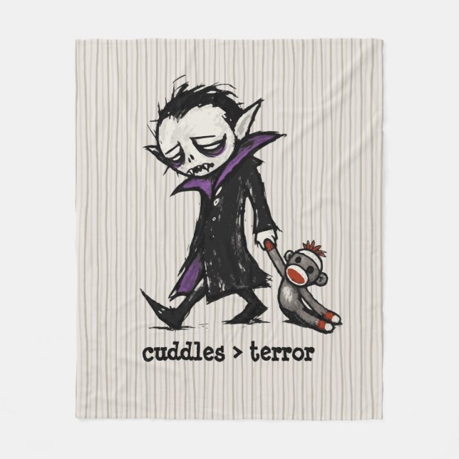 Cute Monster Vampire Sock Monkey Toy Funny Phrase Fleece Blanket (Front)