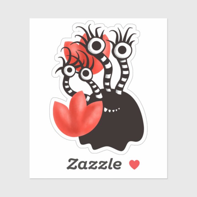 Cute Monster With Four Eyes Abstract Tulips (Sheet)