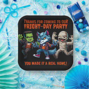Cute Monsterrific Fright Day Halloween Party Paper Plate