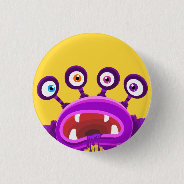 CUTE MONSTERS 1 INCH ROUND BUTTON (Front)