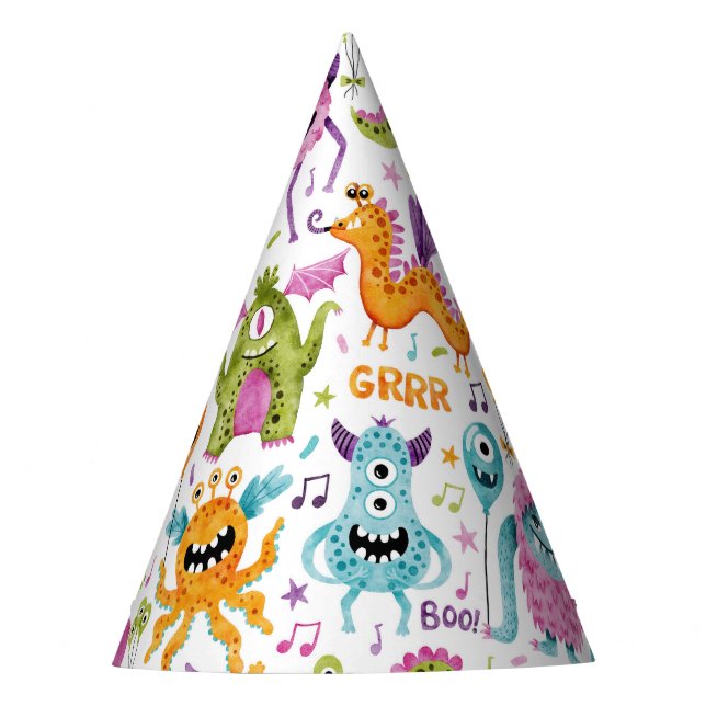 Cute Monsters Birthday Party Pattern Hat (Front)