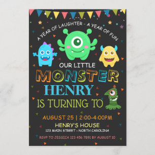 Cute monsters first birthday Personalize RSVP Invitation