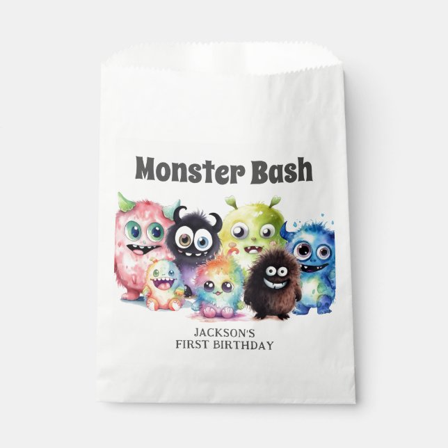 Cute Monsters Kids Halloween Party Favour Bag (Front)