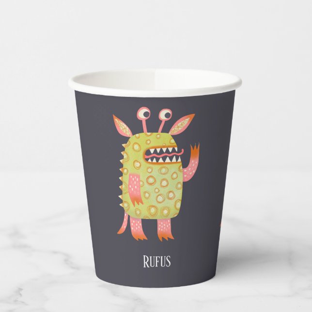 Cute Monsters Personalized Paper Cups (Left)