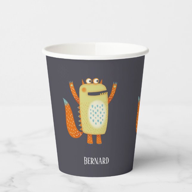 Cute Monsters Personalized Paper Cups (Left)