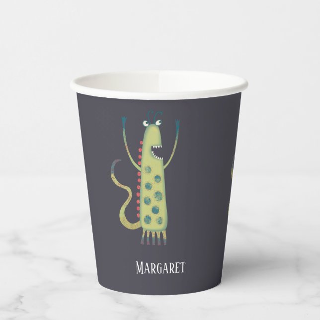 Cute Monsters Personalized Paper Cups (Left)