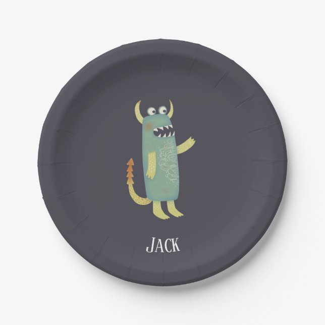 Cute Monsters Personalized Paper Plate (Front)