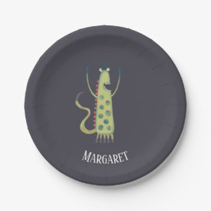 Cute Monsters Personalized Paper Plate