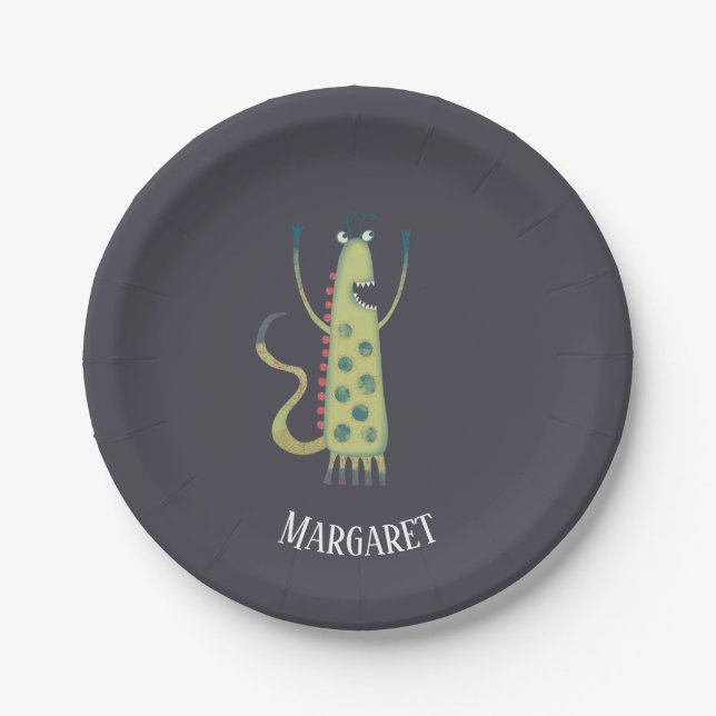 Cute Monsters Personalized Paper Plate (Front)