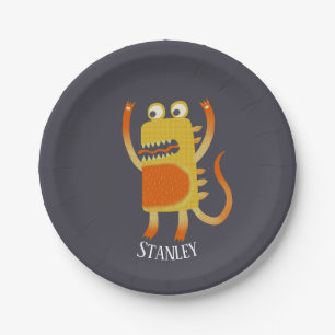 Cute Monsters Personalized Paper Plate