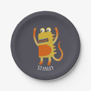 Cute Monsters Personalized Paper Plate