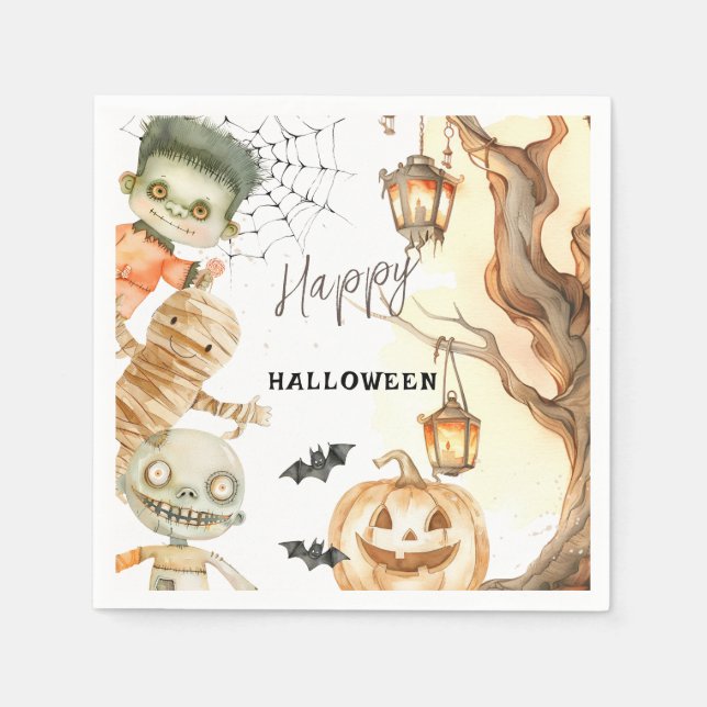 Cute Monsters Spooktacular Kids Halloween Party Napkin (Front)
