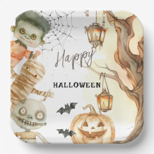 Cute Monsters Spooktacular Kids Halloween Party Paper Plate