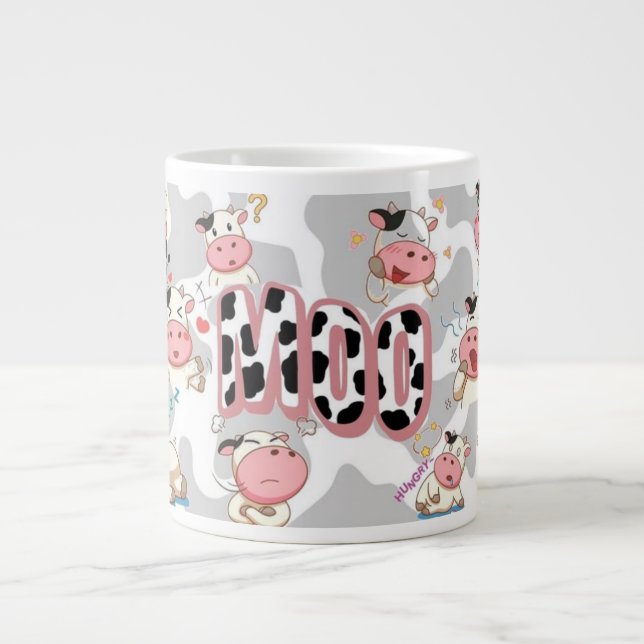 Cute “Moo Cow” Cartoon Design Large Coffee Mug (Front)