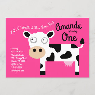 Cute Moo Cow Invitation à la fête d'anniversaire p