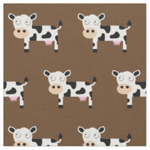 Cute Moo Cow Kid Baby Nursery Farm Brown Fabric