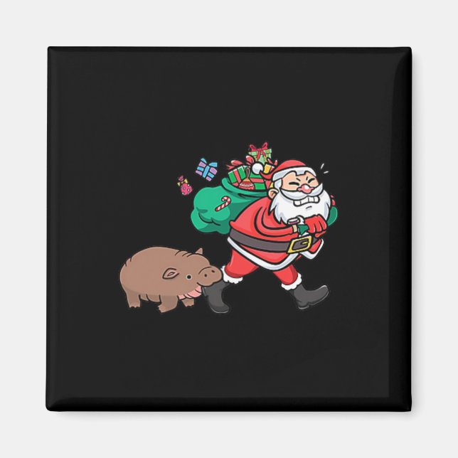 Cute Moo Deng &amp; Santa Ba  Magnet (Front)