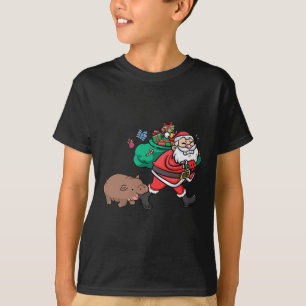 Cute Moo Deng &amp; Santa Ba  T-Shirt