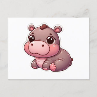 Cute Moo Deng Baby Hippo Card