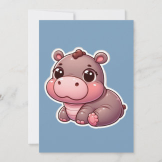 Cute Moo Deng Baby Hippo Holiday Card