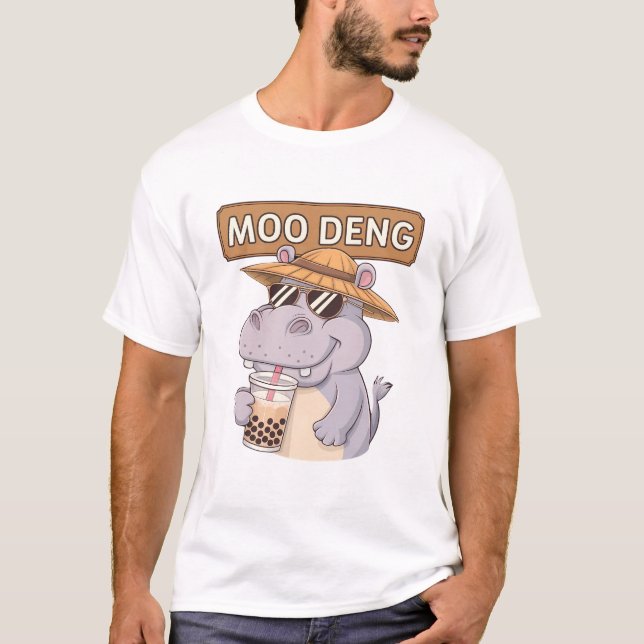 Cute Moo-Deng Design For Pygmy Hippo T-Shirt (Front)